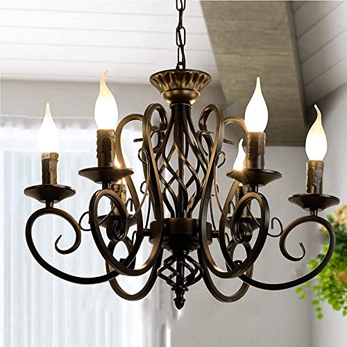 Lustre suspension vintage noir pour îlot de cuisine et salle à manger chaleureuse