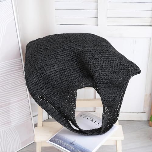 Bolsa de playa para mujer, gran capacidad, tote de rafia miniatura 6