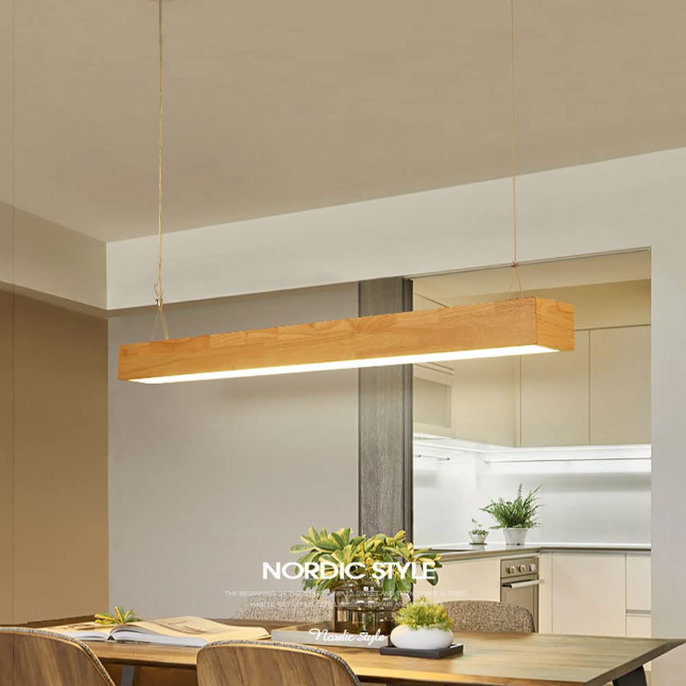 Moderno Lampada a Sospensione Lineare in Legno A LED per Cucina Fattoria Rustica A Soffitto Lunga Lineare A Sospensione per Ufficio per Mercato Garage Tavolo da Pranzo