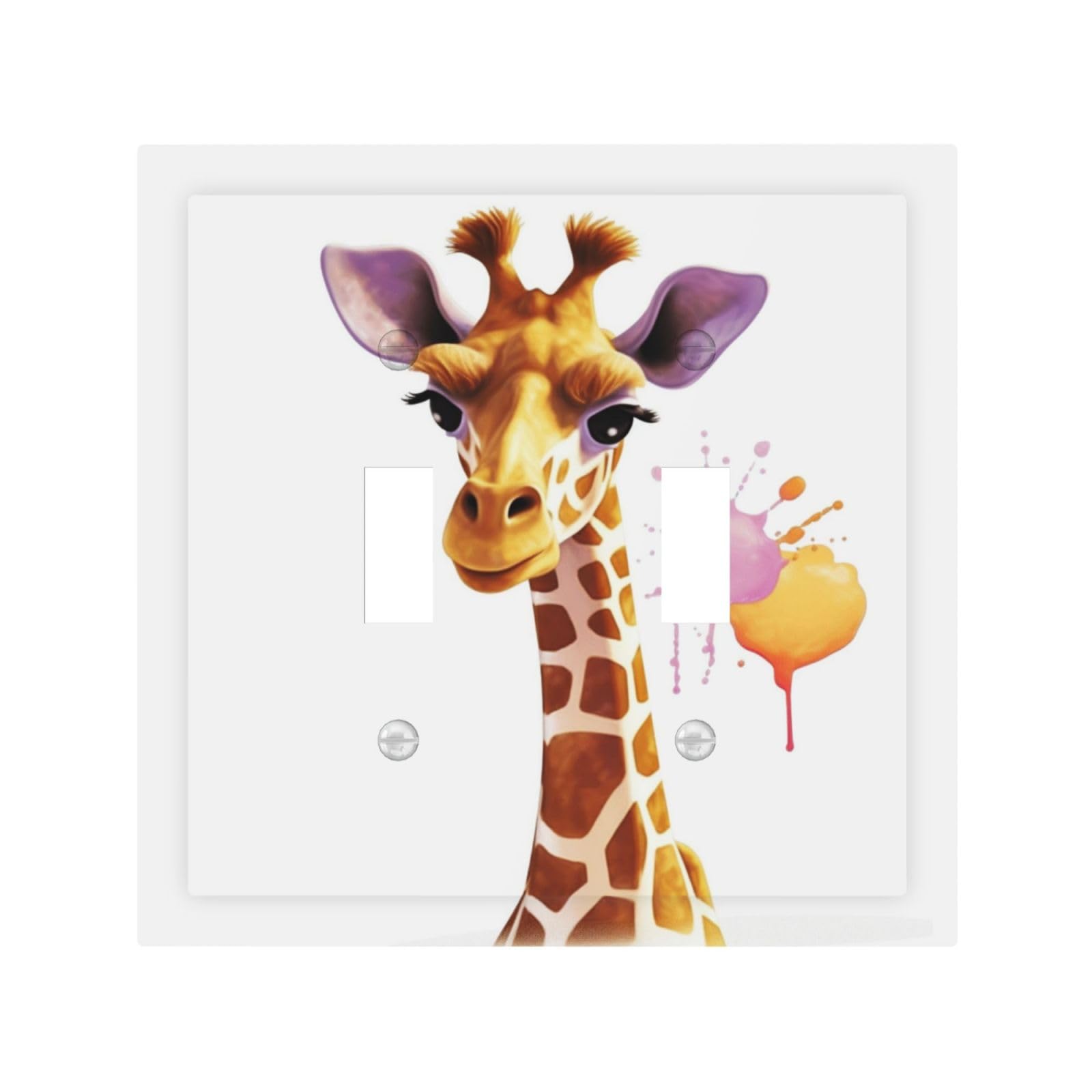 2-Gang Decorator Wall Plate Giraffe Light Switch Cover Double Toggle Receptacle Wall Plate Mid Size 4.9" x 5" Wallplate Unbreakable Polycarbonate Outlet Faceplates Covers