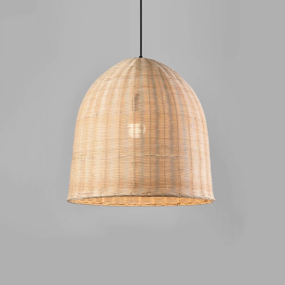 YNAHZAOK Dining Room Pendant Light Wabi-sabi Style Guesthouse Hanging Lamp Vintage Style Hand-Woven Rattan Shade Lighting Fixture for Kitchen Island Entryway Pastoral Hand Woven Home Pendant Lamp