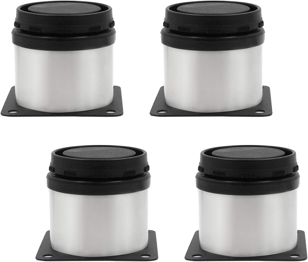 4pcs 2 Inch / 50mm Adjustable Furniture Legs, Silver Metal Legs Stainless Steel Replacement Legs for Sofa Couch Cabinets Shelves DIY Furniture