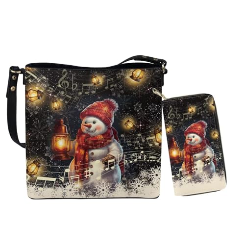 Image of HUGS IDEA Leather Purses and Handbag for Women Bucket Bag with Wrist Wallet 2 Packs