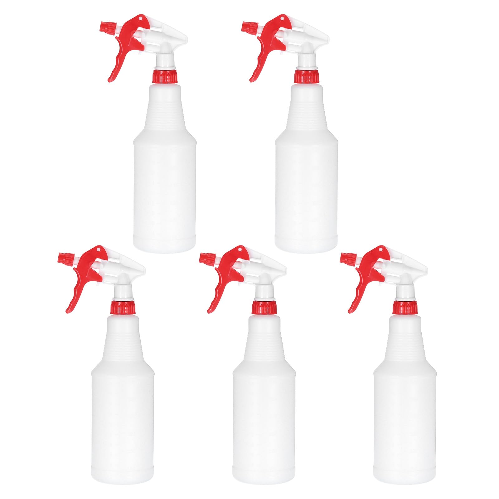 PATIKIL 750ml/24oz Plastic Spray Bottles, 5pcs Adjustable Nozzle Leak Proof Empty Water Mist Stream Sprayer for Cleaning Solutions Plants Hair, Red