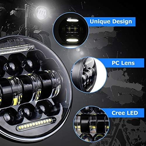 MOVOTOR MOT Approved Universal Motorcycle Headlight 5.75 inch Headlight with DRL+ Headlamp Housing Bucket for Harley India Scout Suziki