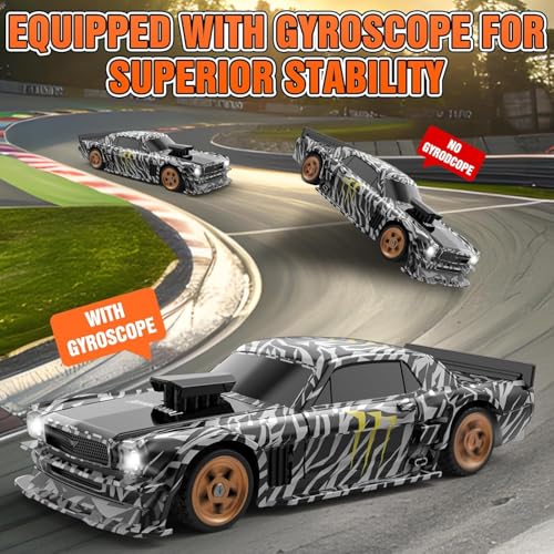 Image of Bestie toys Mini RC Drift Car with Gyro, 1 /43 Scale Remote Control Car High Speed Racing Micro Small with Full Proportional RTR 2.4GHz Remote 2 Tire Sets 8 Cones (Hoonicorn Musstang)
