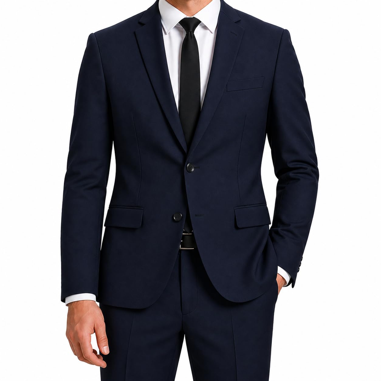 Men's Formal Blazer, Black and Blue, Matty Fabric, Single Breasted, Smart Casual Style-picture-45