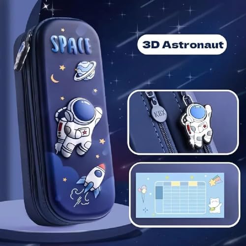 Image of Kawaii Pencil Case Ethylene Vinyl Acetate (Eva) Pencil Case Double Layer 3D Cute Pencil Aesthetic Pencil Box for Girls Large Capacity Pen Boxe (Double Layer Space Blue)