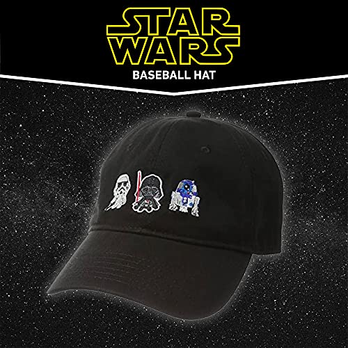 Concept One Star Wars Dad Hat, Darth Vader, R2-D2 And Stormtrooper Cotton Adult Baseball Cap With Curved Brim, Black, One Size #TOP1