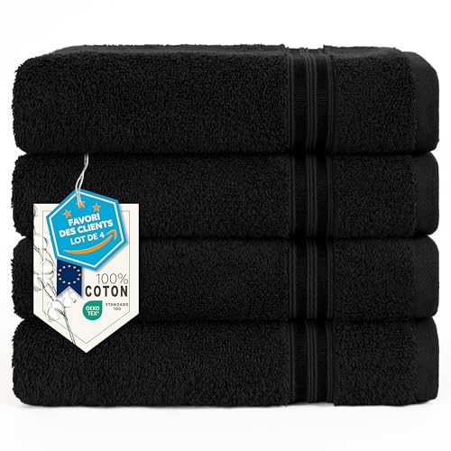 Hammetex Lot de 4 Serviettes 50x100 cm, 100% Coton 500 GSM, Douces, Absorbantes, Séchage Rapide, Idéal pour Le Gymnase, Le Bain, Le Sauna, Certifiées...