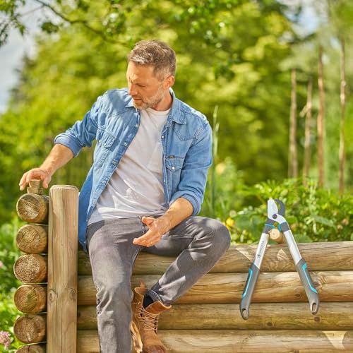 Gardena EasyCut S, sécateur à lame franche pour bois frais jusqu'à 45 mm, lames affûtées avec précision, PowerCoating pour des coupes nettes, design ergonomique, 900 g léger (12030-88)