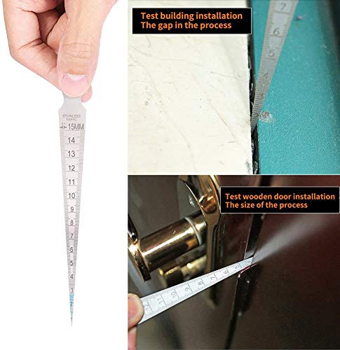 ANCLLO Taper Gauge Tiefe Lineal Taper Feeler Gage Edelstahl Loch Gauge Lochlehre Loch Inspektion Messwerkzeug für Messung Gap Breite, Dicke, Metrisch Größen, Edelstahl hergestellt (0-15mm)