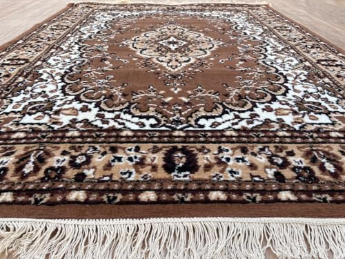 Image of TTC THREAD & TEXTURE CARPET Traditional Comfort: Power-Loomed Carpets for Living Room- Every Space Area Rug Color Gold Size 4x5.5 Feet (110x173cm)