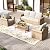 Patio Furniture Set 4 pcs, Wicker Rattan Outdoor Furniture with 5.5” Thick Cushions, 3-Seat Sofa, 2 Chairs and Coffee Table, Outdoor Conversation Set for Garden Backyard Deck, 5 Seats Beige