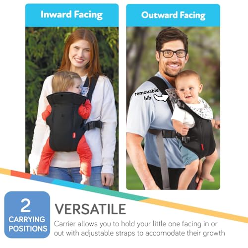 Nuby Classic Baby Carrier: Newborn to Toddler |Face-in and Face-Out Carrier | Black | Lightweight & Comfortable |Removeable Baby Drool Bib | 8-35 lb. (3.6-14 kg) - Image 4