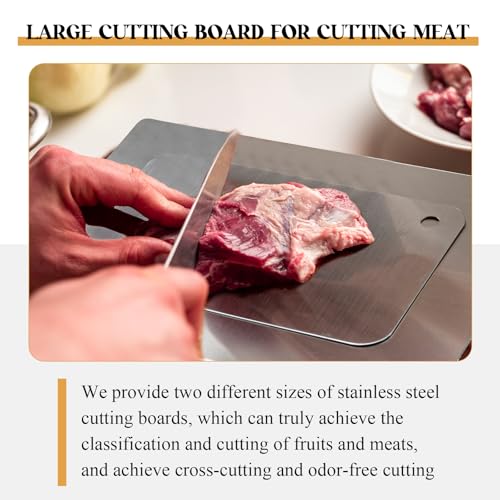 Conjunto de 6 piezas de tablas de cortar de acero inoxidable Patelai con mango integrado y accesorios de cocina miniatura 4