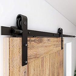 CCJH 167cm/5.5FT Herraje para Puertas Correderas Kit de Accesorios para Puertas Corredizas de Granero, Kit de Puerta de Madera única
