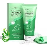 Hair Removal Cream Natural Hair Remover Clay Mask with Aloe & Seaweed Bikini Hair Remover Cream Painless Gentle Moisturizing Deep Cleansing Exfoliating Depilatory Mask For Women & Men Leg Arm Armpit Body