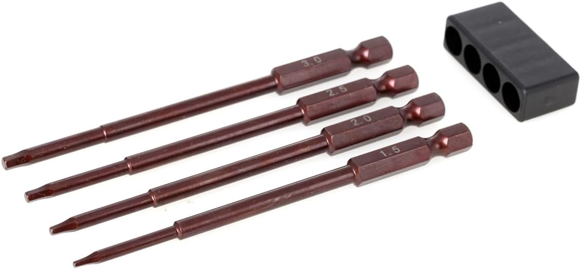 LCX Racing 4pc 1/4" Metric Hex Bit Set, Electric Screwgun, Power Drill RC Hobby RC Model RC Truck (1.5 2.0 2.5 3.0mm)