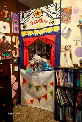 Doorway Puppet Theater with Adjustable Rod, Tie-Back Curtains - Over 6 feet Tall, 100% Cotton