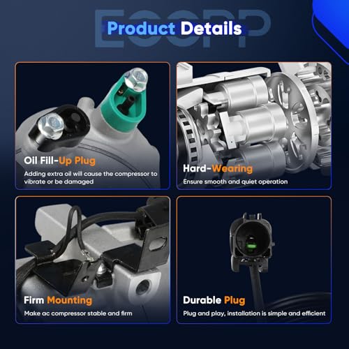 Image of ECCPP AC Compressor with Clutch Fit for Kia Forte Forte5 2.0L 2014-2018 | for Hyundai Elantra GT 2.0L 2014-2017 Air Conditioning Compressor Fast Cooling