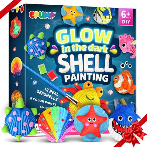 EPUMP Shell Painting Kit - Glow in The Dark Arts and Crafts for Kids Ages 6-12, Art Supplies Toy Kids Craft Paint Kits for Boys Girls Christmas Birthday Gift Toy