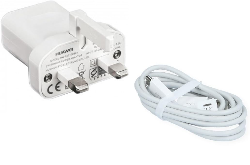 White Genuine Huawei Mains Adapter Charger With Cable Compatible For ...