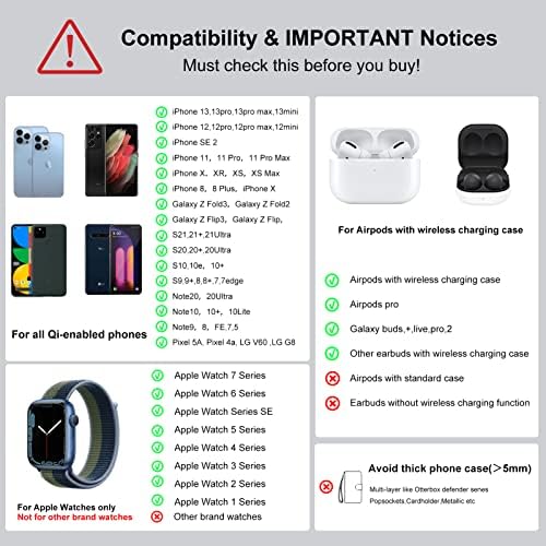 leQuiven 3 in 1 Wireless Charging Station for iPhone, Wireless iPhone Charger Compatible with iPhone 13 12 11 Pro Max Mini SE XS 8P, Apple Watch 7 SE 6 5 4 3 2 1/Airpods Pro/1/2/3