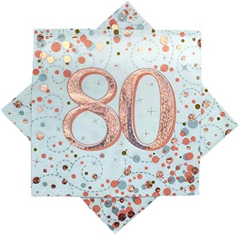 Oaktree Sparkling Fizz 80th Rose Gold 33cm x 33cm 3-ply Napkins 16pcs