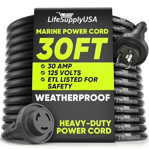 30FT Marine Shore Power Cord 30 Amp Twist Lock