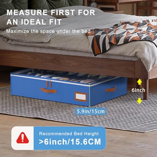 Image of homyfort Shoe Organizer Under Bed, Fits 32 Pairs, Under bed Shoe Storage Boxes with Study Handles and Clear Cover, zapateras organizer for shoes, set of 2