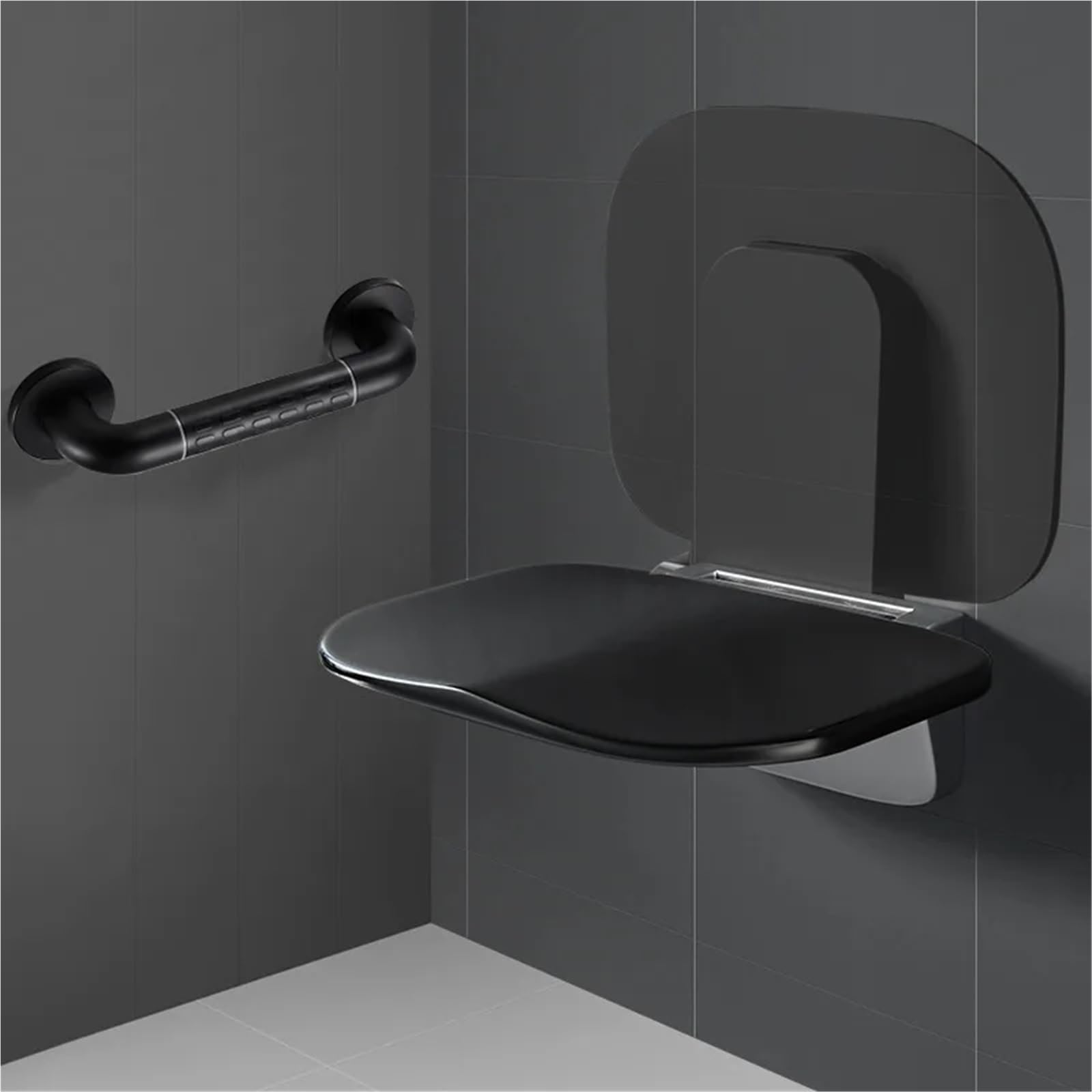 Taburete de baño Plegable Pared, Asiento Ducha Antideslizante con asa, Silla Inodoro Que Ahorra Espacio, Banco Seguridad para Personas Mayores