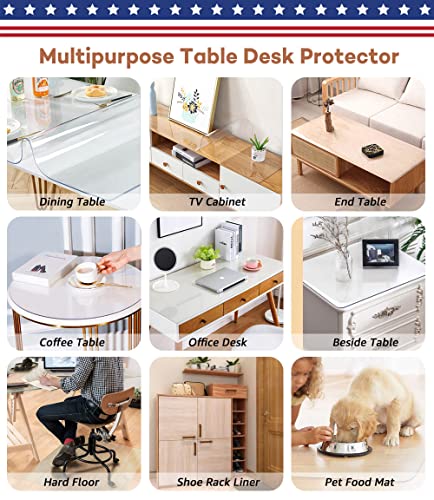 Rostikong Clear Acrylic Table Cover Protector Pad 22 X 48 Inch Transparent Plastic Tablecloth Vinyl Table Pad Office Writing Desk Pad Waterproof Kitchen Dining Room Coffee End Table Top Protector Roll #TOP6