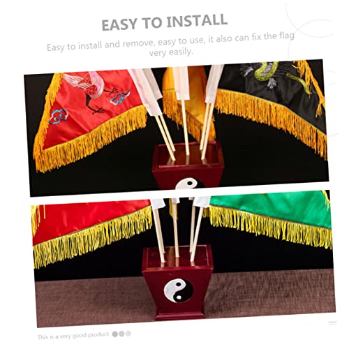 Bagua Rack et Support Mât de Drapeau Bouddhiste Doré Vintage Cabilock