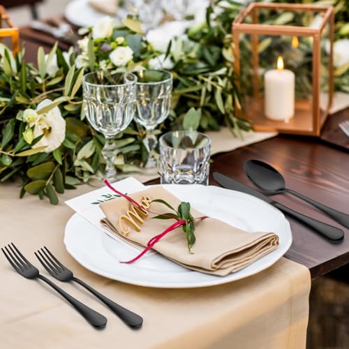 Wildone 60-Piece Black Silverware Set, Stainless Steel Flatware Cutlery Set Service for 12, Tableware Eating Utensils Include Knives/Forks/Spoons, Mirror Polished, Dishwasher Safe by Wildone - Image 7