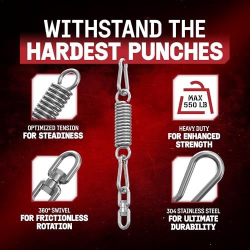 image for Yes4All Punching Bag Hanger, Heavy Bag Spring 555 LB Capacity, Stainle