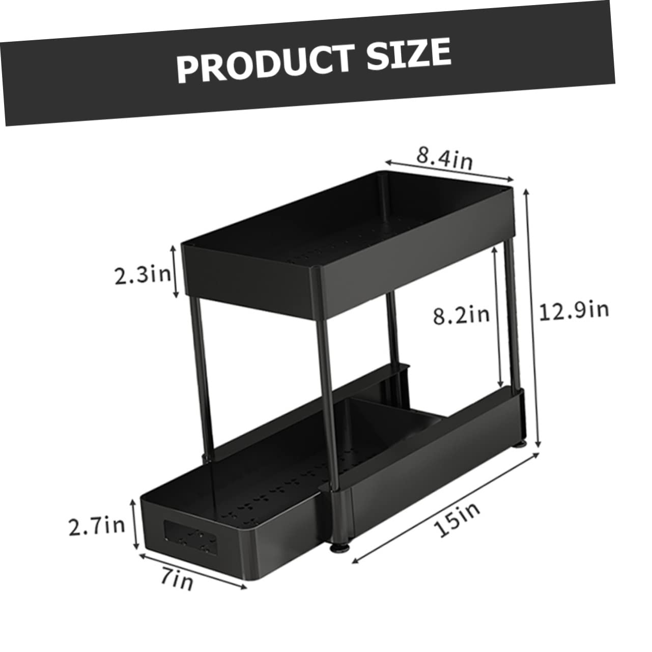 Alipis Under Sink Organizer Pull out Shelf for Kitchen Bathroom Storage Rack with Hollow Bottom Design for Efficient Under Cabinet Organization and Ventilation