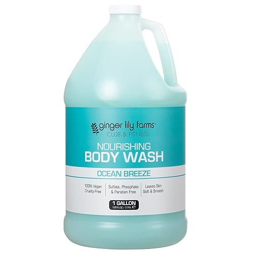 Ginger Lily Farms Club & Fitness - Gel de baño y ducha nutritivo, 100% vegano y libre de crueldad, para hombres y mujeres, aroma Ocean Breeze,