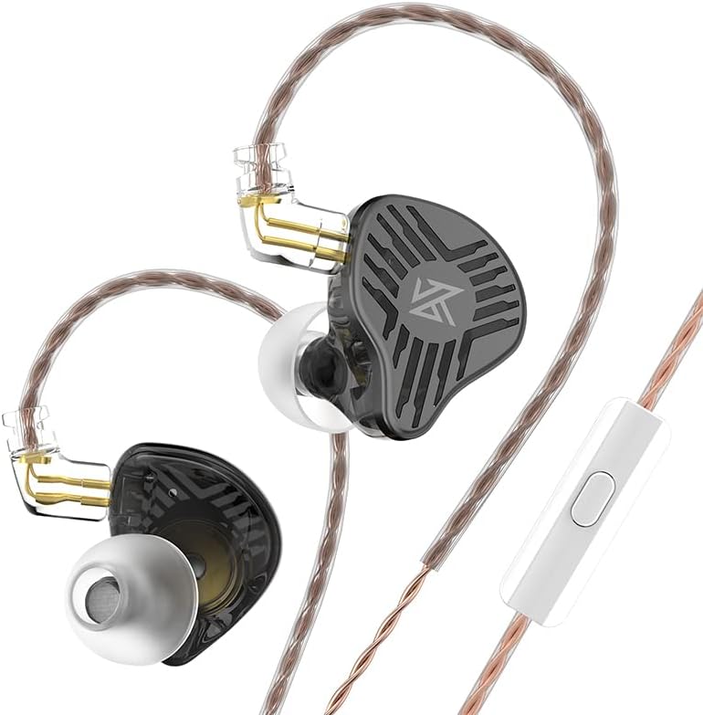 Yinyoo KZ EDS Earphones Headphones, Wired in Ear Earbuds HIFI Deep Bass Sound with 1DD New 10mm Dynamic Driver (black, with mic)