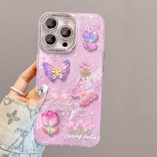 Coque papillon iPhone 16 Pro Max anti-chute avec chaîne de main