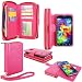 Galaxy S5 Case - Cellularvilla PU Leather flip Wallet Bag Pouch Case with Credit Card Slots Pockets & Detachable Hard Soft Back Cover For Samsung Galaxy S5 S 5 I9600 SM-G900 AT&T / T-Mobile (Hot Pink)