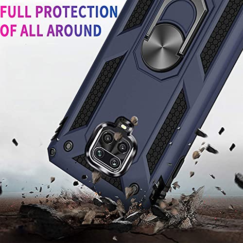 Image of DR VAKUHybrid Ring Armor Back Cover for Redmi Note 9 Pro Max Tough Armor Bumper Case with 360 Metal Rotating Kickstand Ring Holder - Blue