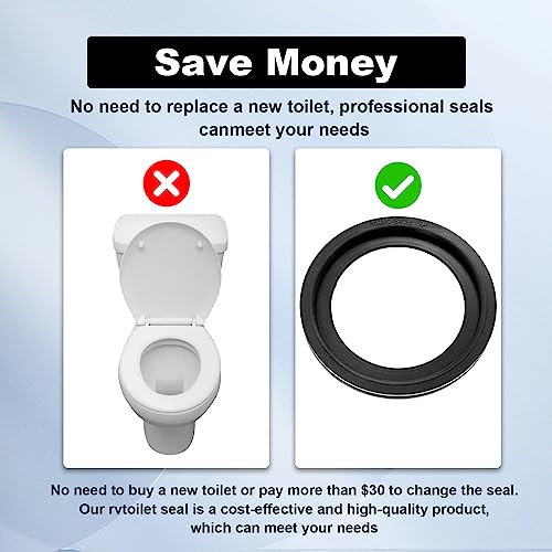 Image of 2pcs RV Toilet Seal Replacement,385311658 Black Toilet Seal Kit for 300 /310 /320 RV Toilets Parts Solve The Leakage Problem