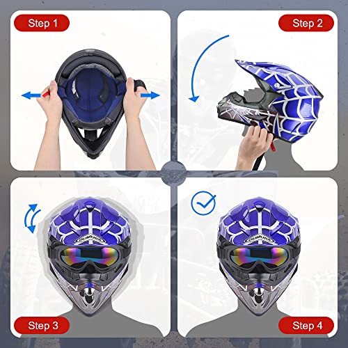 Oumurs Dot Youth Dirt Bike Helmet,Kids Atv Helmets With Gloves Goggles For Youth Boys Girls 5-14 Ages ,Four Wheeler Helmet Kids Motocross Bmx Mx Utv Snowmobile Go Kart Full Riding Racing Skateboard #TOP6