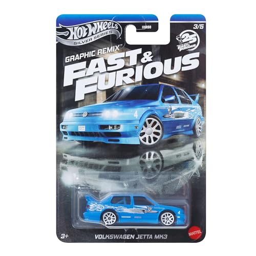 Hot Wheels Fast and Furious Graphic Remix Auto VW Jetta MK3 – Modelo a escala 1:64 – Longitud 7 cm – JBY46