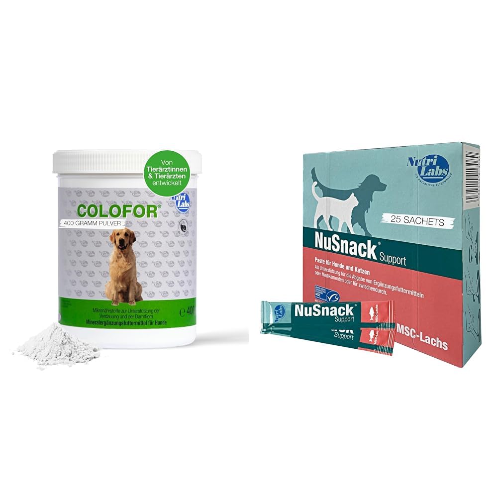Unser Vorteilspack: NutriLabs Colofor® Pulver für Hunde 400 g & NuSnack Schleckpaste als Leckerlie oder zur Medikamentengabe