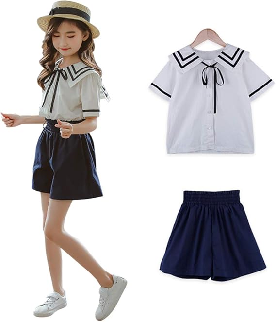Amazon Sanifer子供服 女の子 セットアップ 洋服 上下セット ガールズ 夏服 Tシャツ ショートパンツ 薄手 入学式 卒業式 発表会 通園 通学 フォーマル 通販