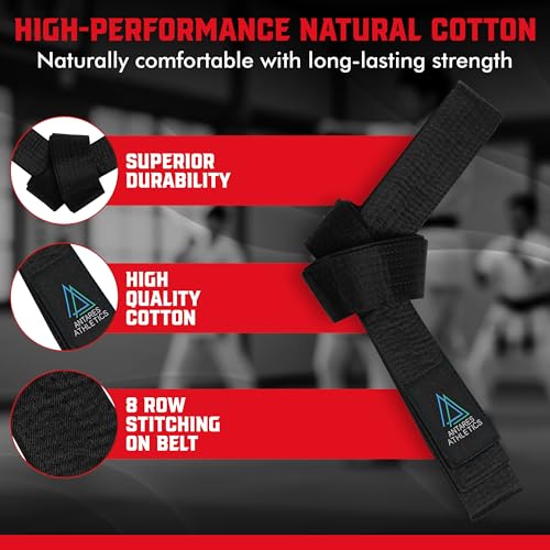 Antares Athletics Rank Belts for Martial Arts, Karate, Aikido, Taekwondo, Judo | Premium Cotton | Strong & Vibrant Colors (Black, 320cm) - Thumbnail 3