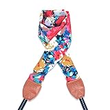 [HOT SEAL] シェブロンスカーフ スーパー快適な カメラストラップ (花柄)