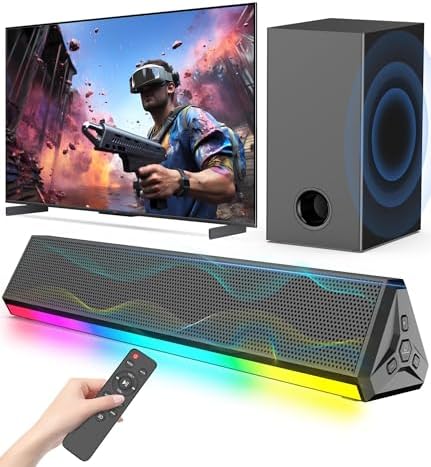 Soundbar 2.1 Canais com Subwoofer, Barra de Som 100W com 10 Modos...